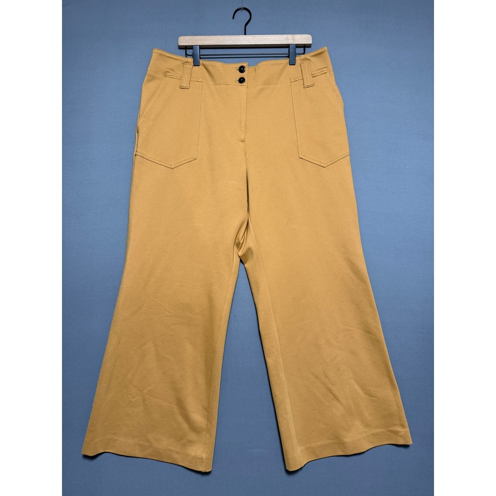Maeve Anthropologie Pants Women 18W Yellow Wide Leg Workwear Office Boho Neutral